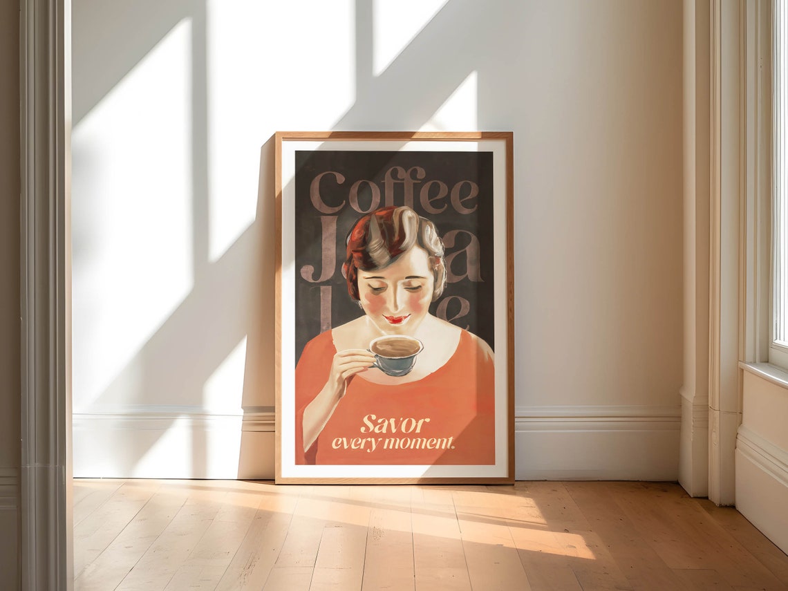 Coffee Java Joe Savor Every Moment Retro Vintage Coffee Poster - Image 2