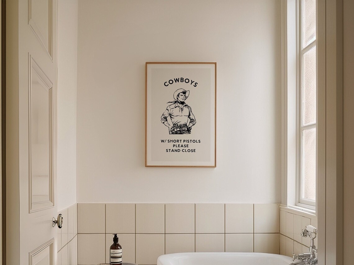 Cowboy Bathroom Humor Art Print, Western Decor - Image 2