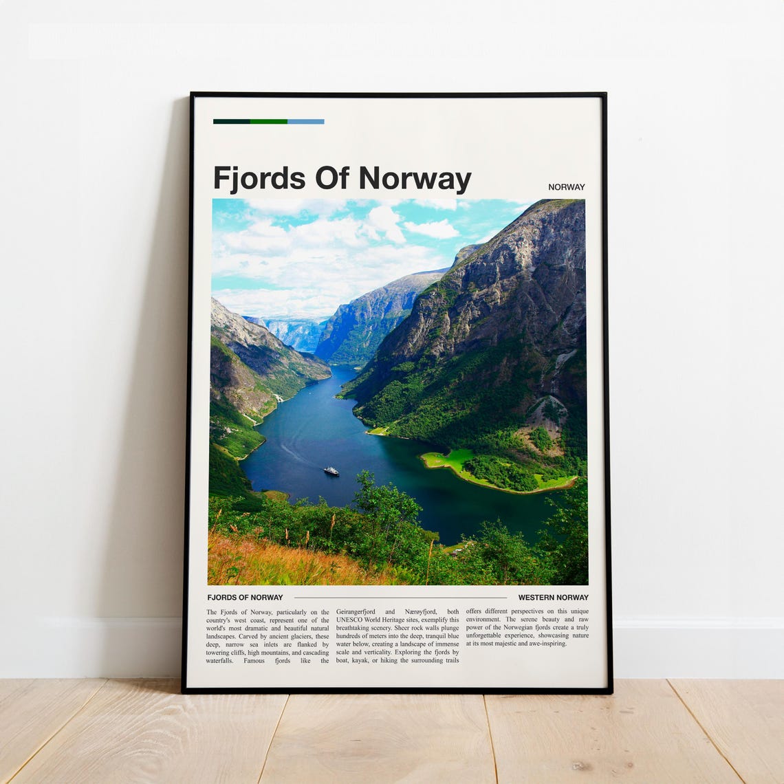 Fjords of Norway Steep Cliffs Deep Blue Water Travel Photo Poster