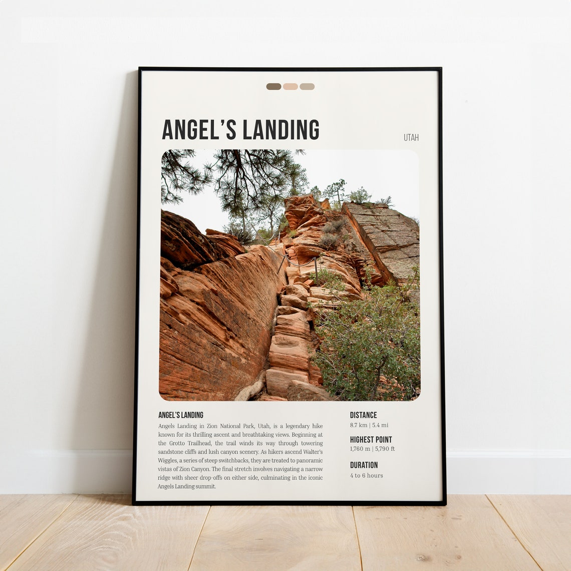 Angels Landing Trail Print Poster Wall Art