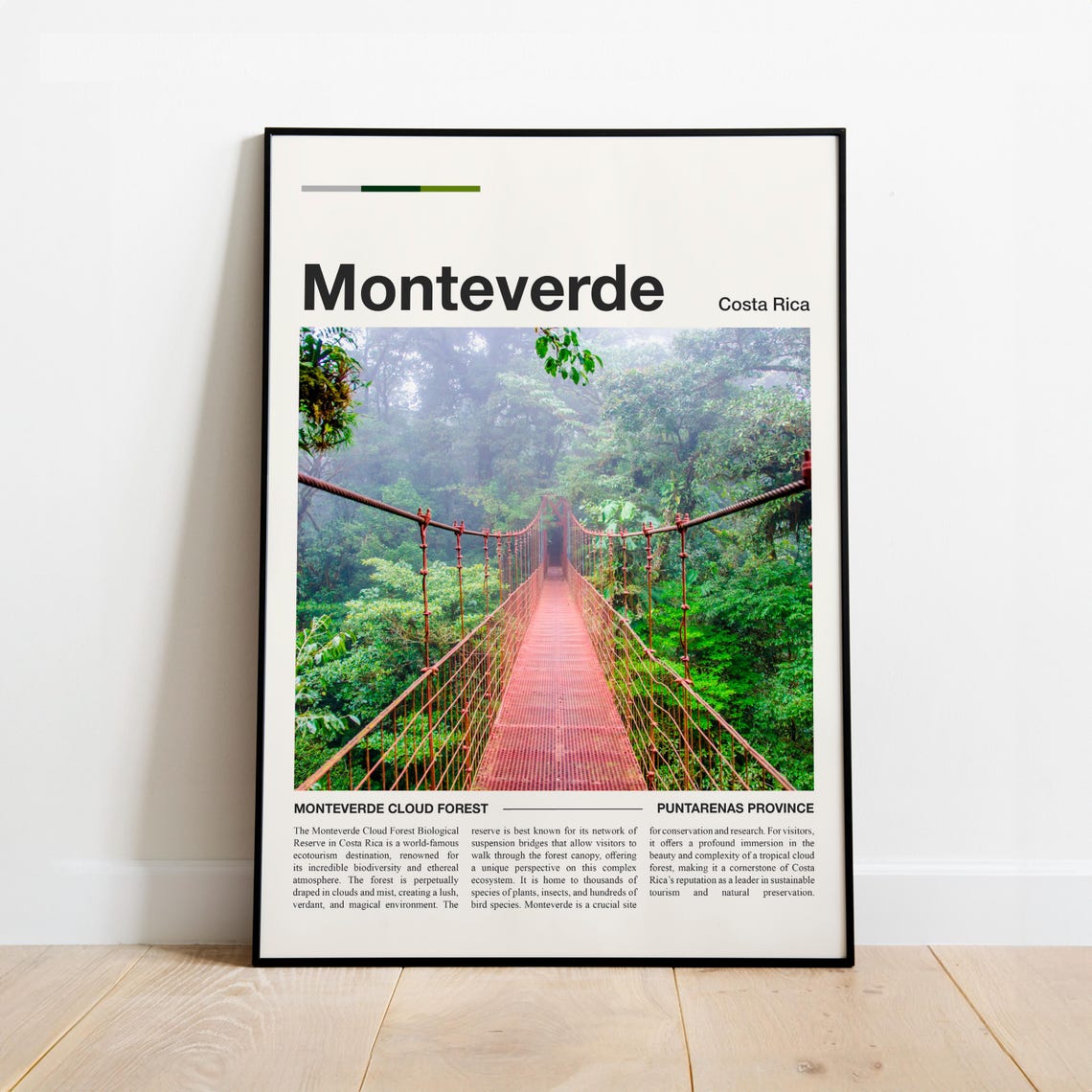 Monteverde Cloud Forest Hanging Bridge Costa Rica Travel Poster