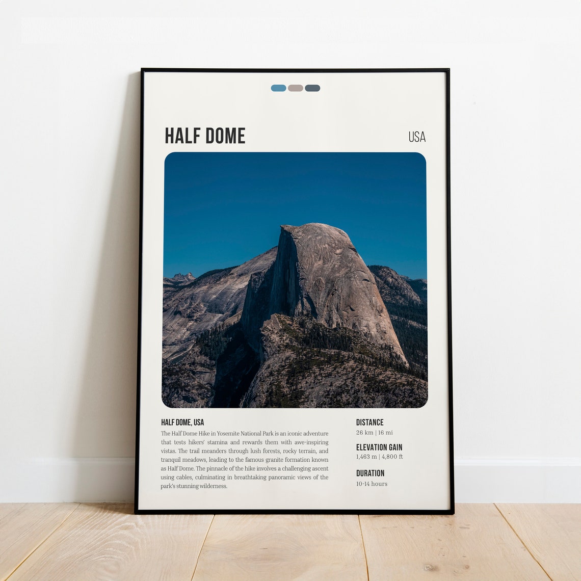 Half Dome Trail Print Poster Wall Art Hiking