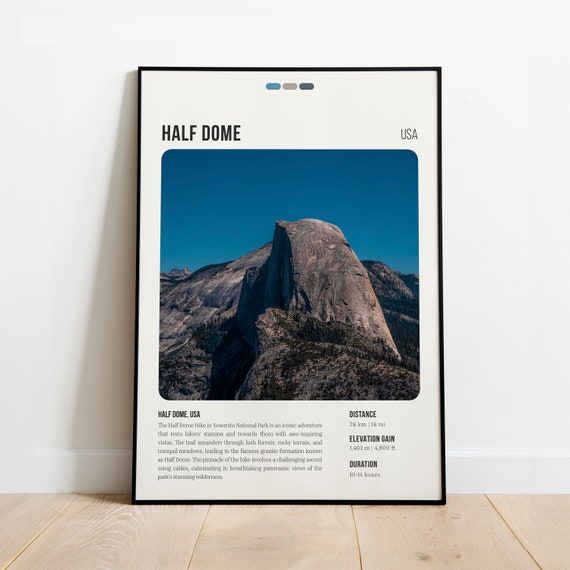Half Dome Trail Print Poster Wall Art Hiking