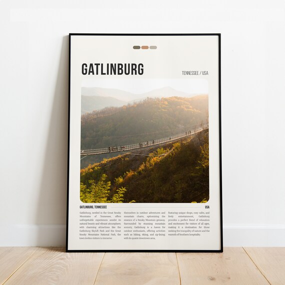 Gatlinburg Tennessee SkyBridge Autumn Mountains Travel Poster