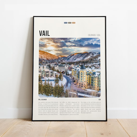 Vail Colorado Winter Valley Panorama Snowy Peaks Travel Poster