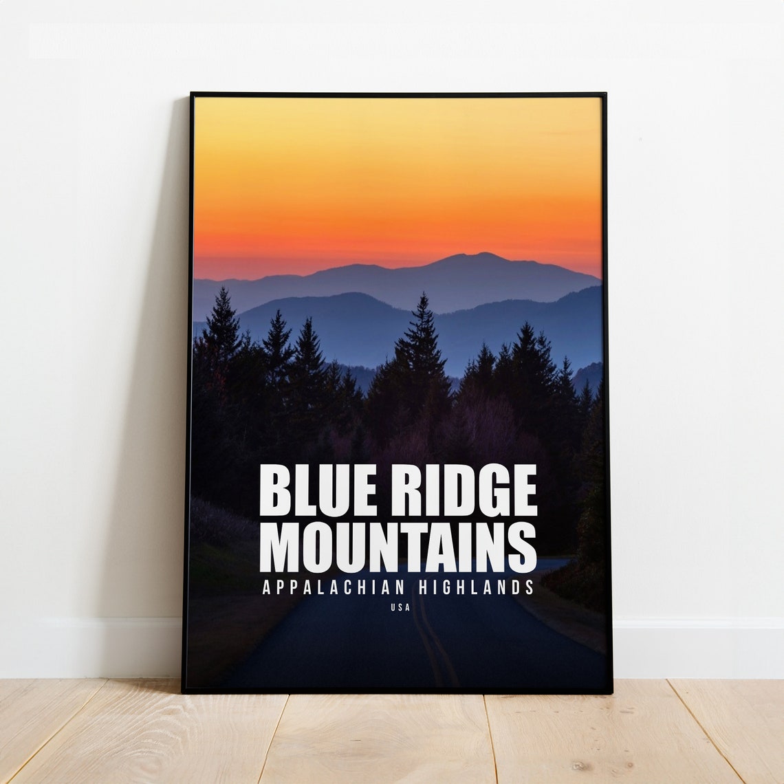 Blue Ridge Mountains Appalachian Highlands Sunset Travel Poster