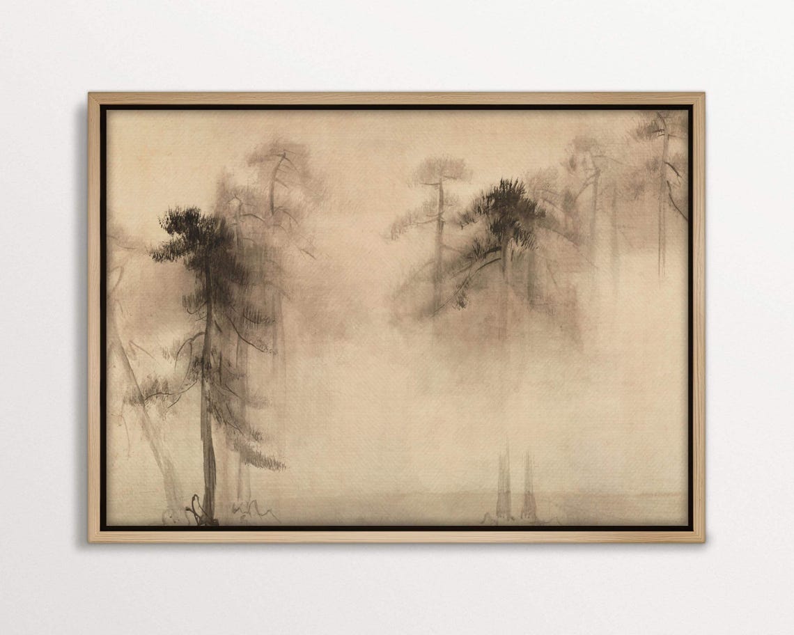 Wabi Sabi Misty Forest Minimalist Wall Art Print