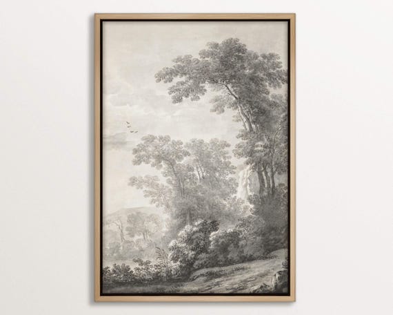 Tree Drawing Print, Black and White Vintage Nature Decor