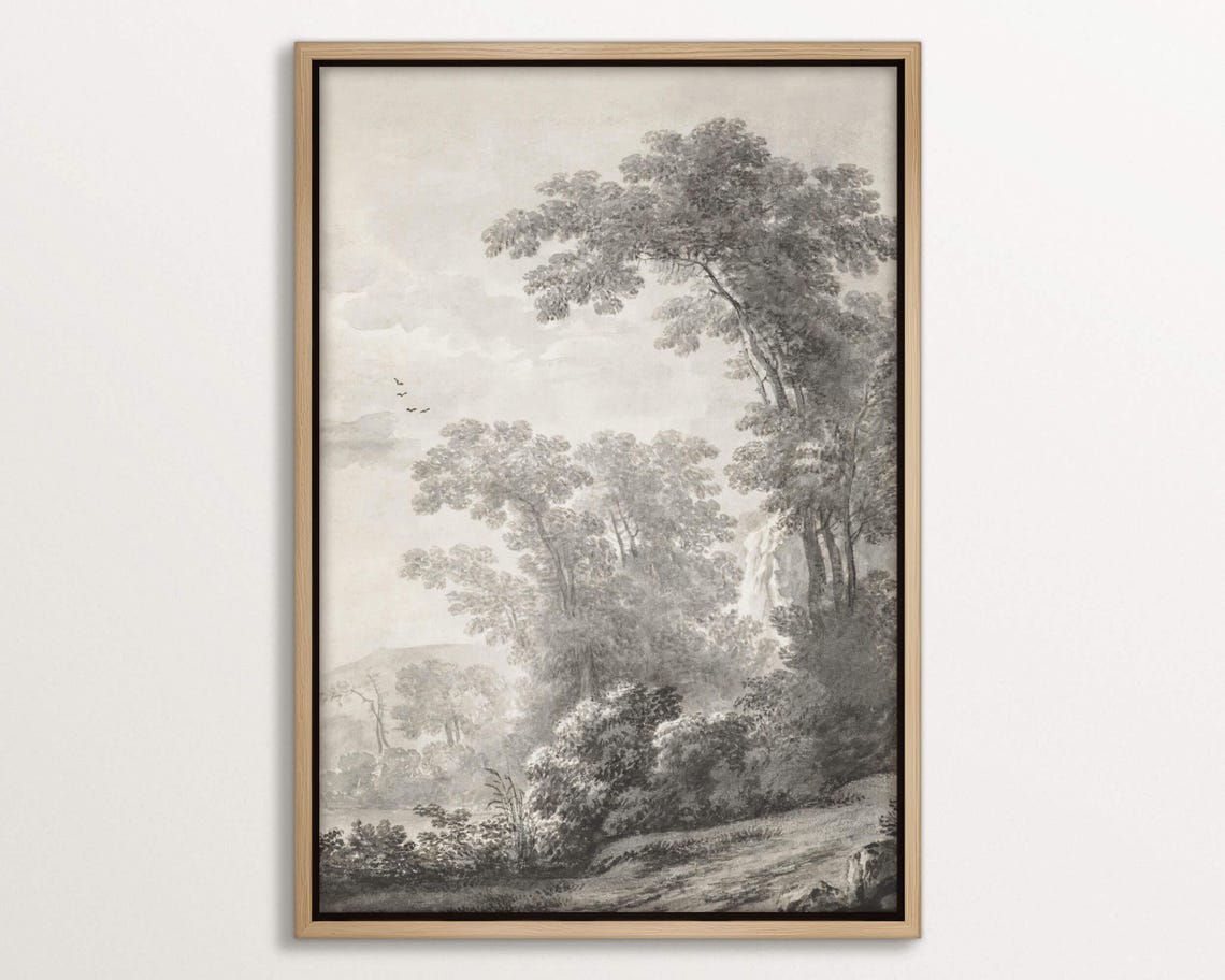 Tree Drawing Print, Black and White Vintage Nature Decor