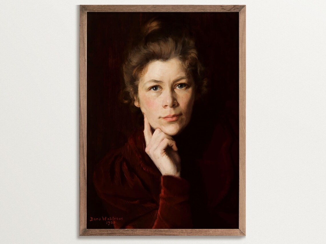 Dora Portrait Painting, Dark Academia Decor