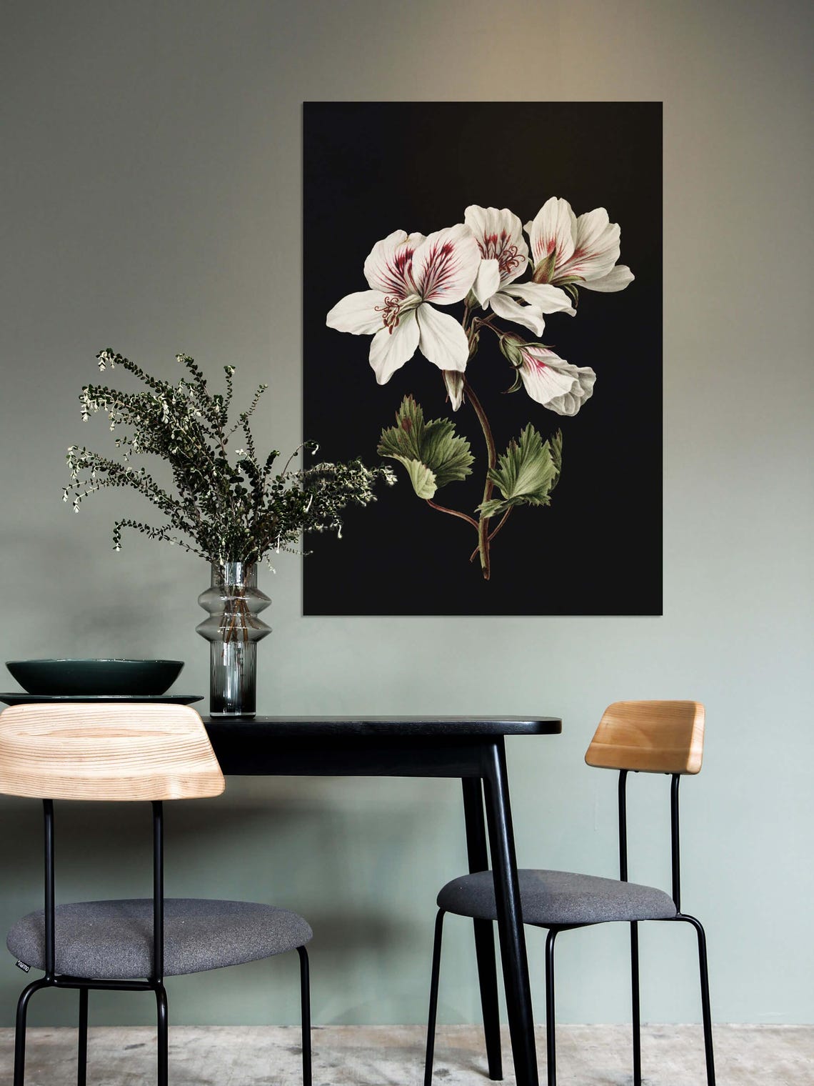 Pelargonium Dark Botanical Print, Vintage Floral Art Print - Image 2