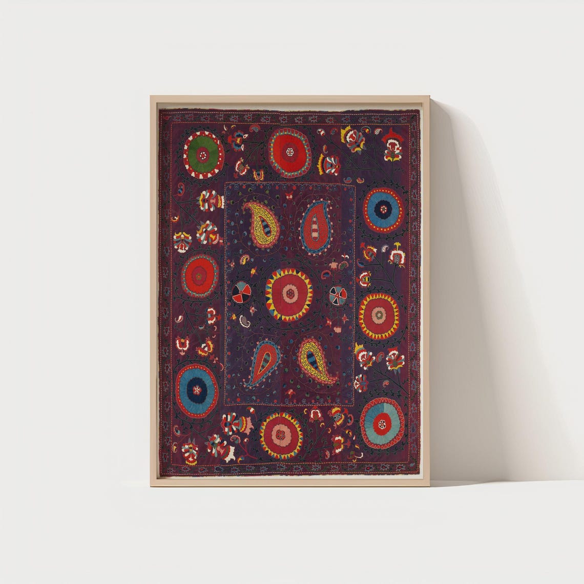 Vintage Suzani Textile Paisley Ethnic Pattern Burgundy Art Poster
