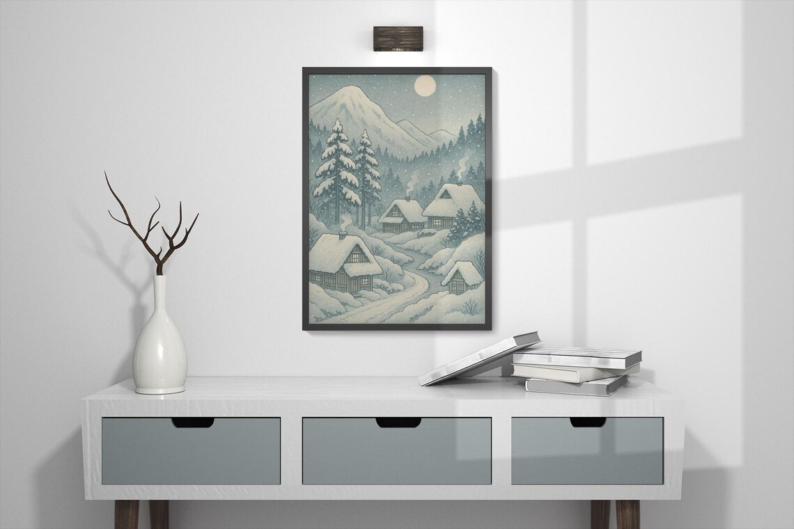 Whispers Of Winter Ukiyo-E Landscape Art Print