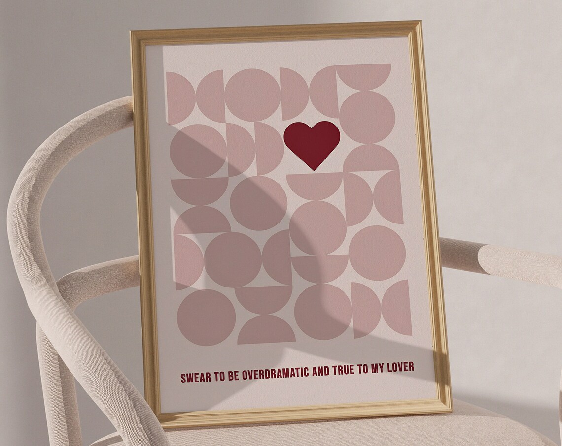Taylor Swift Lover Lyrics Bauhaus Heart Geometric Art Poster