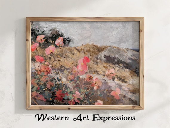 Mediterranean Coastal Wildflowers Impasto Pink Floral Poster