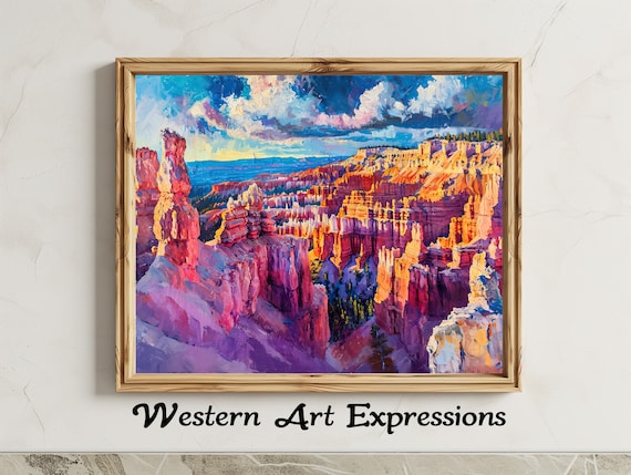 Bryce Canyon Hoodoos Glowing at Sunset Oil Painting Poster Artwork