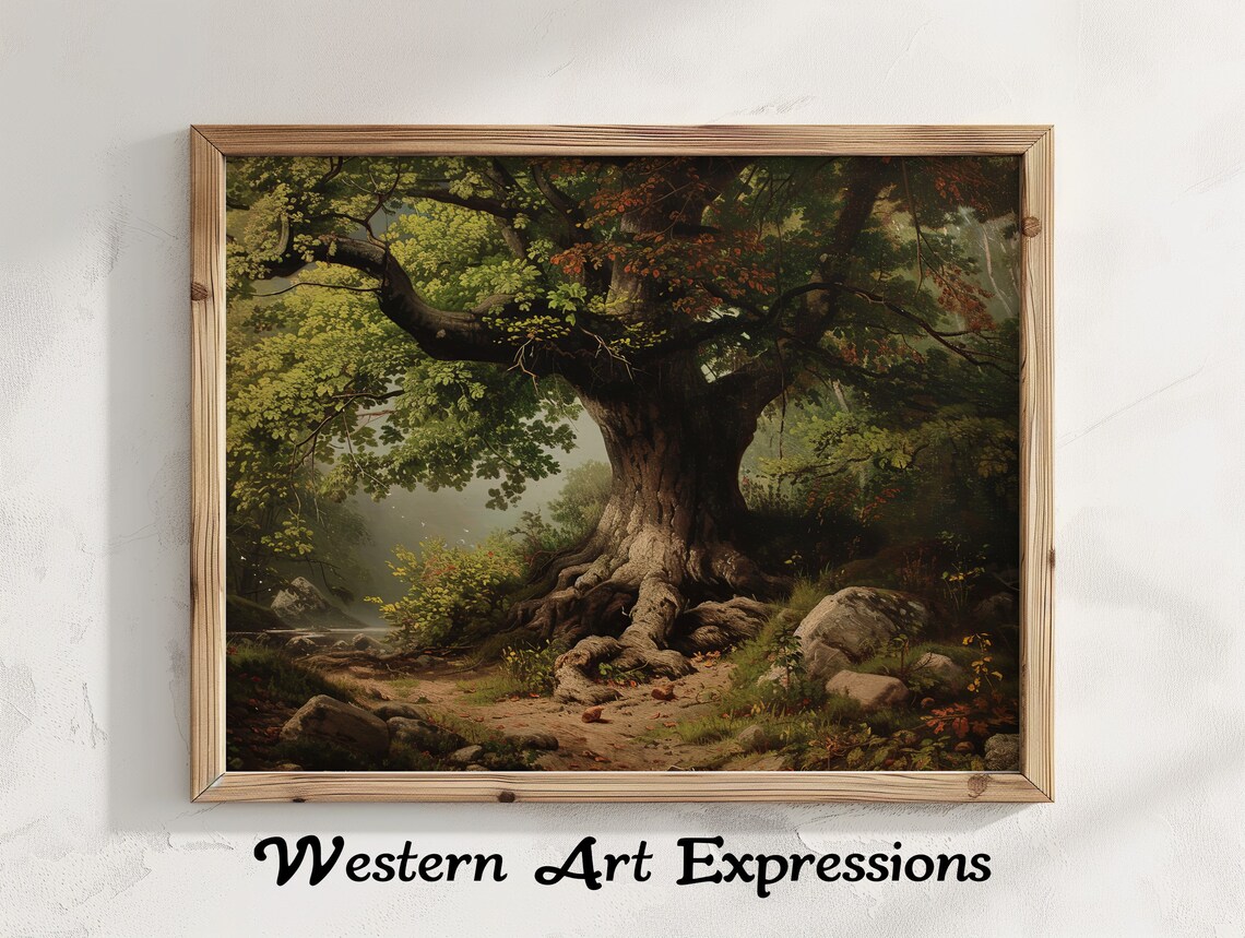 Chestnut Creek Vintage Tree Art Print, Rustic Forest