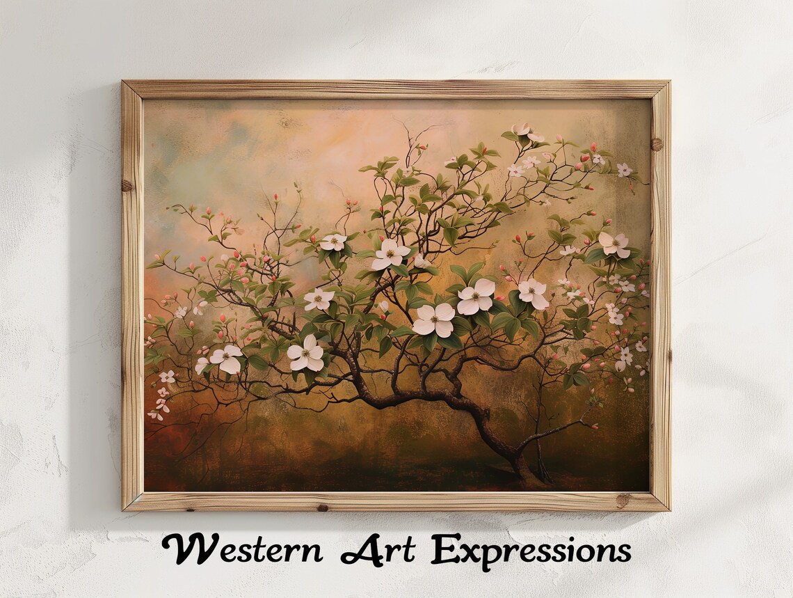 Dogwood Blossom Tree Vintage Botanical Floral Painting Print