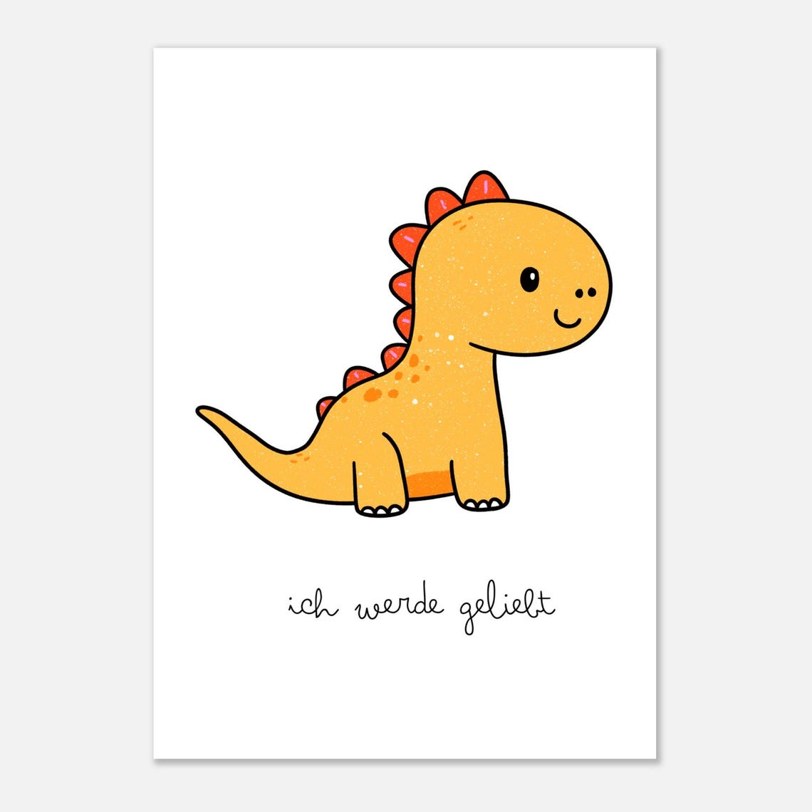 Friendly Orange Cartoon Dinosaur 'I Am Loved' Kids Bedroom Poster - Image 2