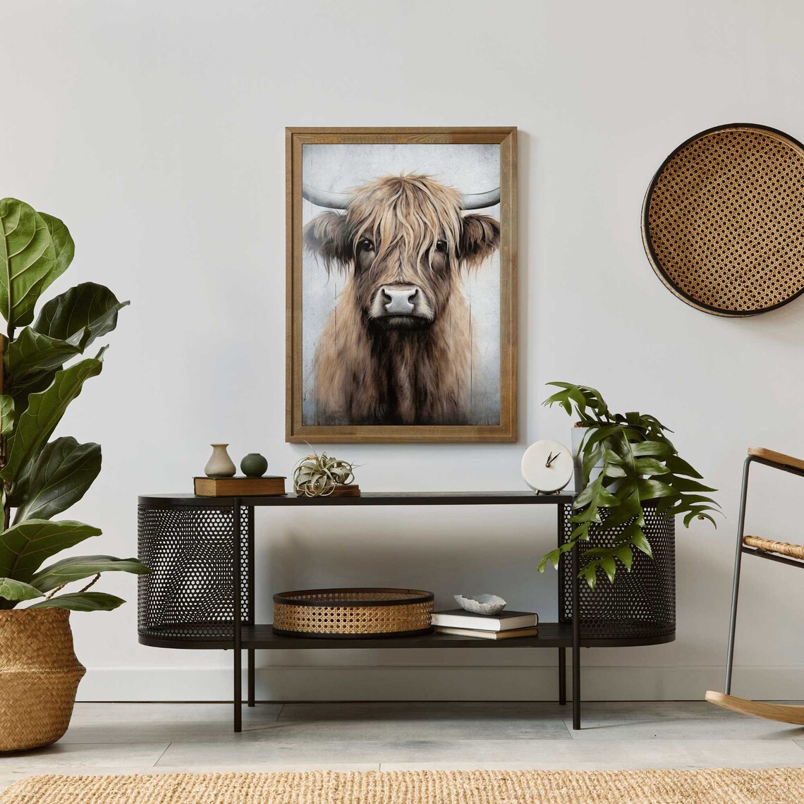Highland Cow Wall Art, Rustic Farmhouse Portrait - Image 2