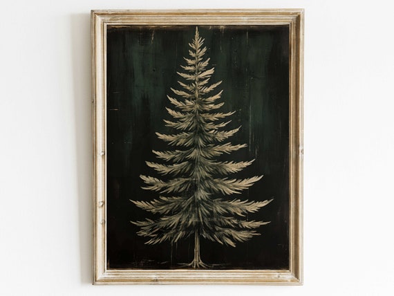 Dark Fir Tree Christmas Wall Decor Art Print