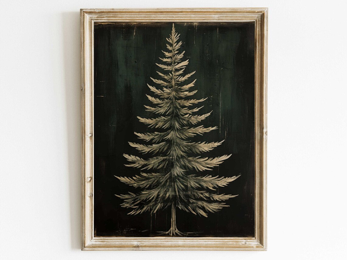 Dark Fir Tree Christmas Wall Decor Art Print