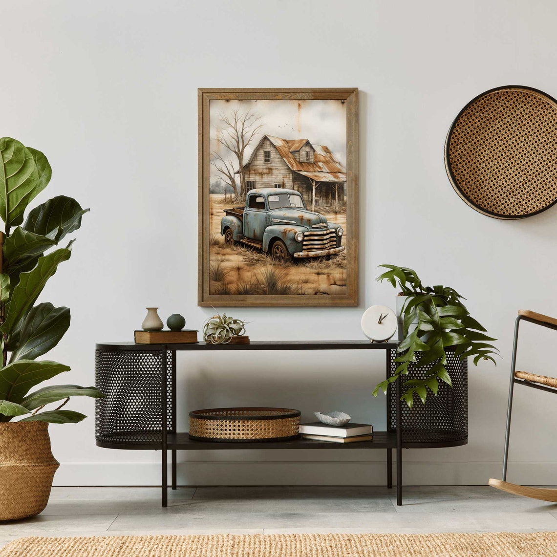 Rural Wall Art Vintage Country House Rusty Car Country Cottage Decor Countryside Print Country House Print Farmhouse Art - Image 2