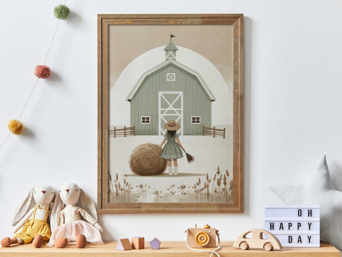 Farmhouse Nursery Decor Sage Green Nursery Print Farm Nursery Art Print Country Girls Room Wall Art Vintage Girl Wall Art