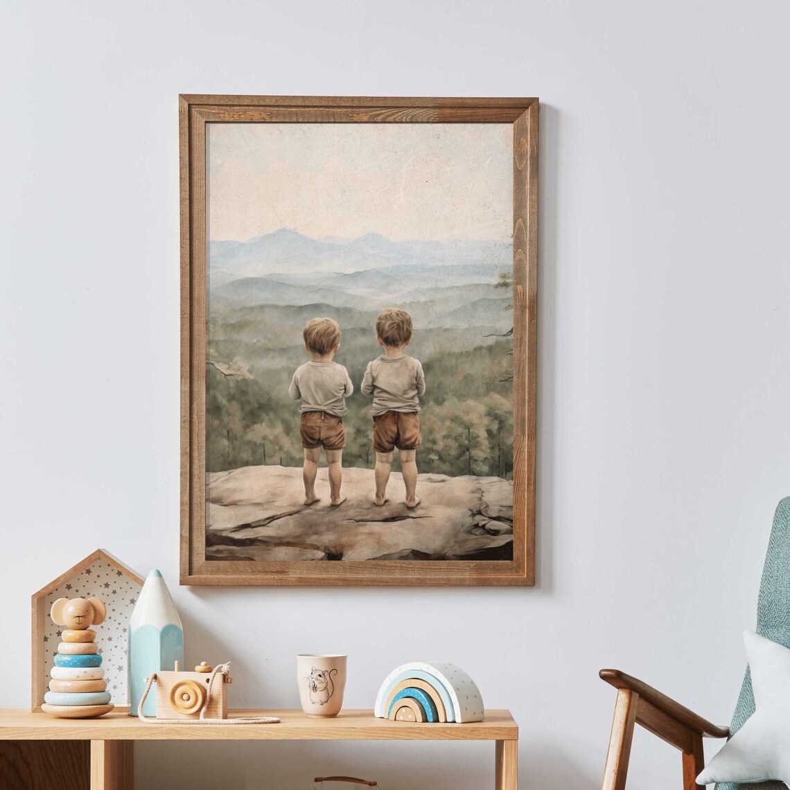 Brothers Boy Adventure Nursery Nature Art Print - Image 2