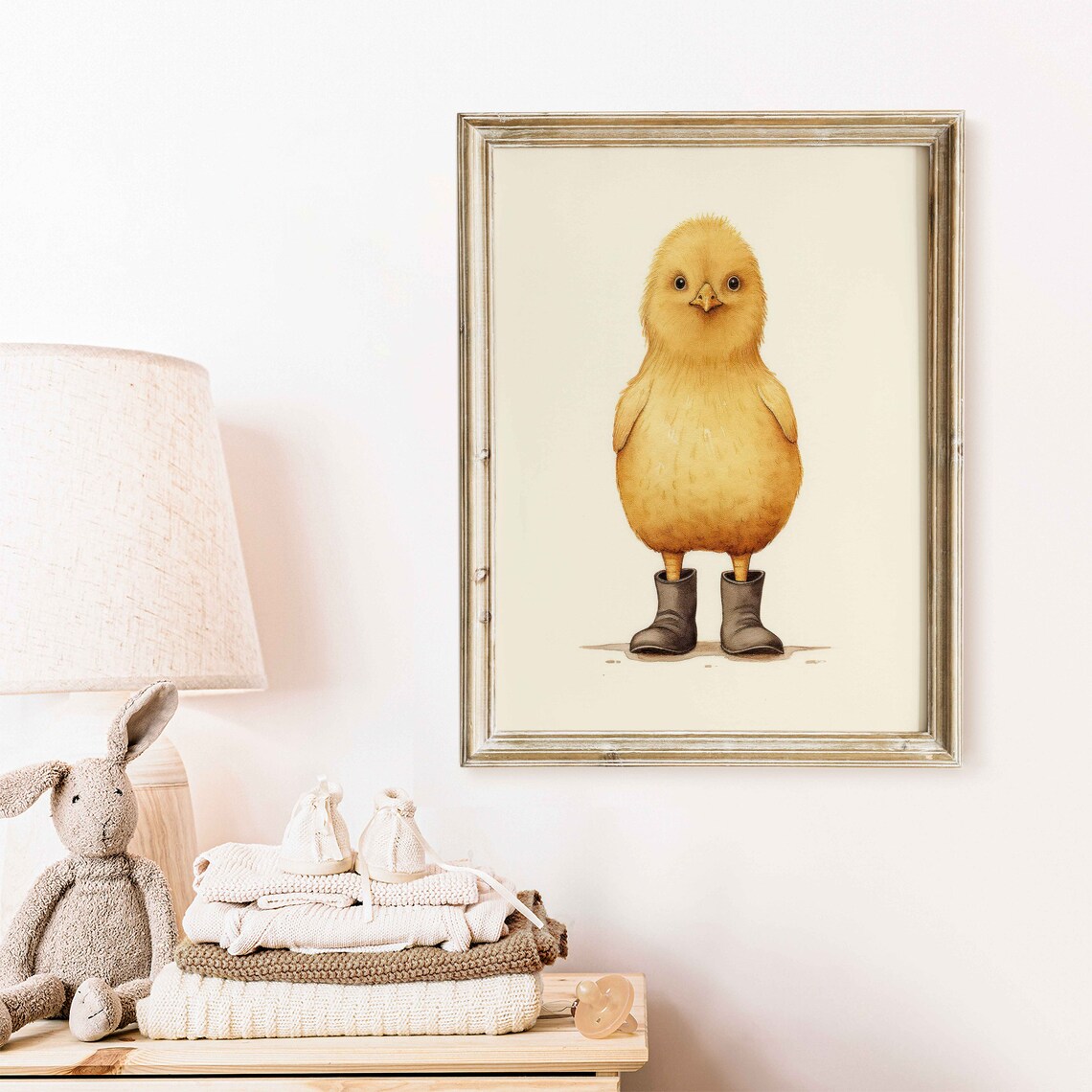 Cute Yellow Chick Wearing Boots Funny Farm Animal Nursery Poster - Image 2