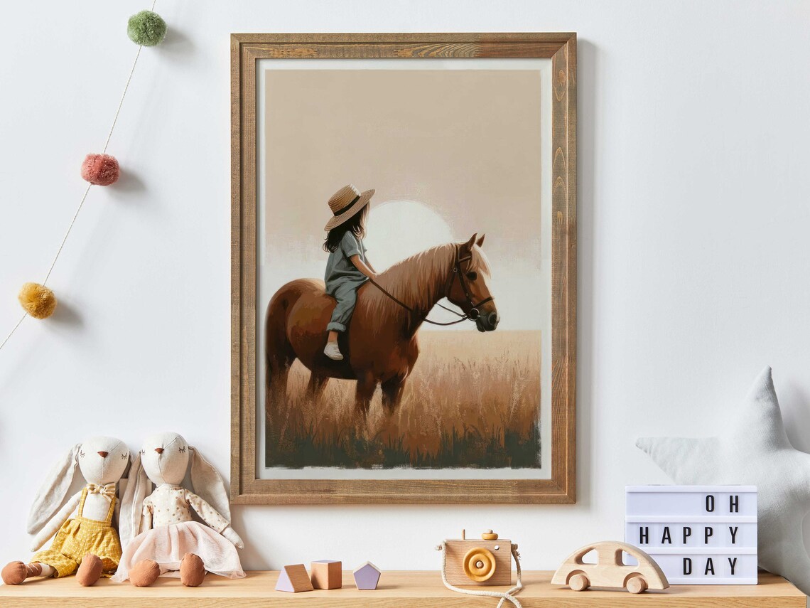 Girl And Horse Nursery Wall Art, Equestrian Decor