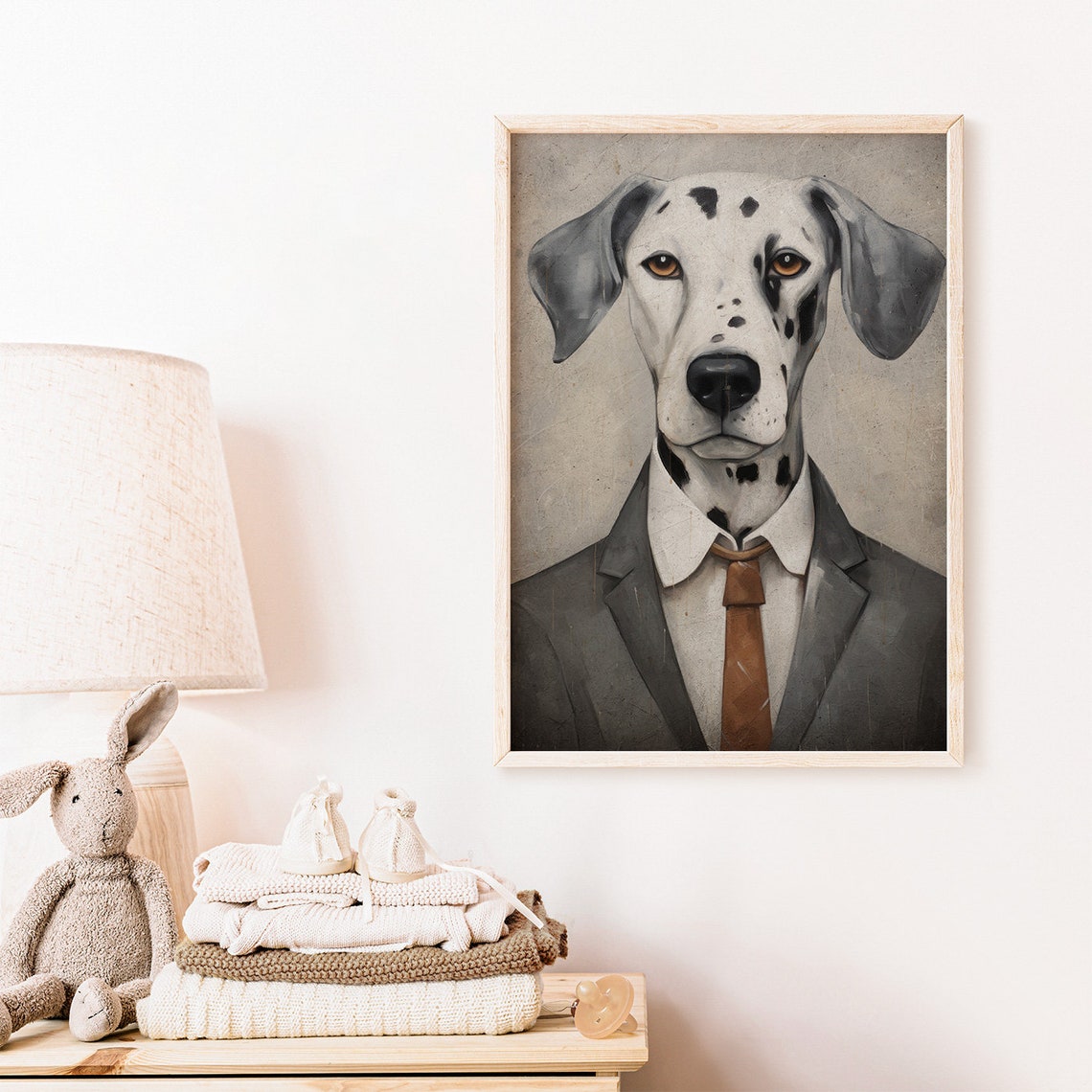Dalmatian Dog In Suit And Tie Funny Portrait Animal Art Poster - Image 2