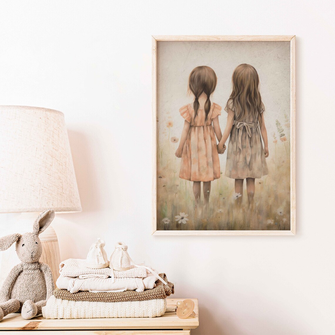 Sisterhood Vintage Art Print, Best Friends Portrait - Image 3