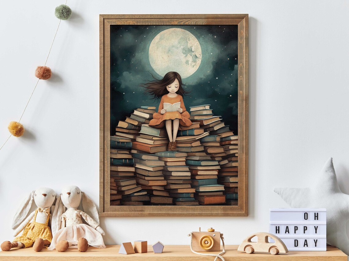 Read Decor Book Wall Art, Girls Room Study Art Print