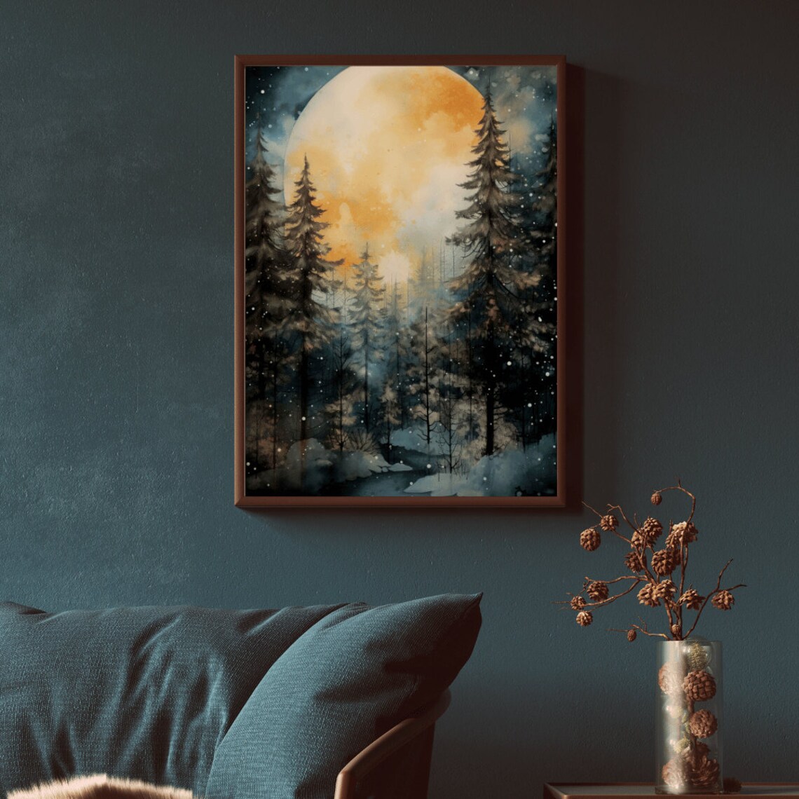 Forest Wall Art Moody Forest Watercolor Art Print - Image 2