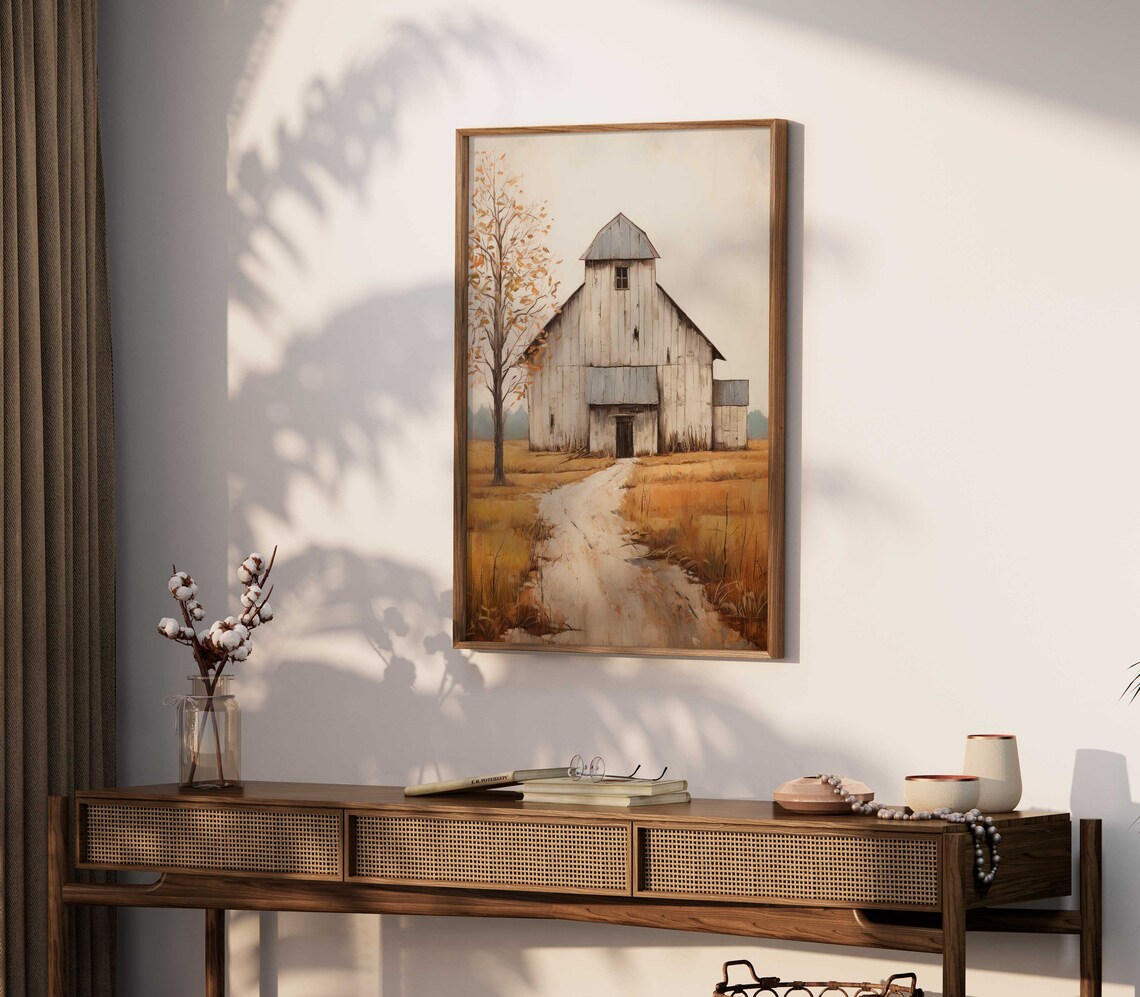 Barn Rustic Farmhouse Art Print, Vintage Countryside