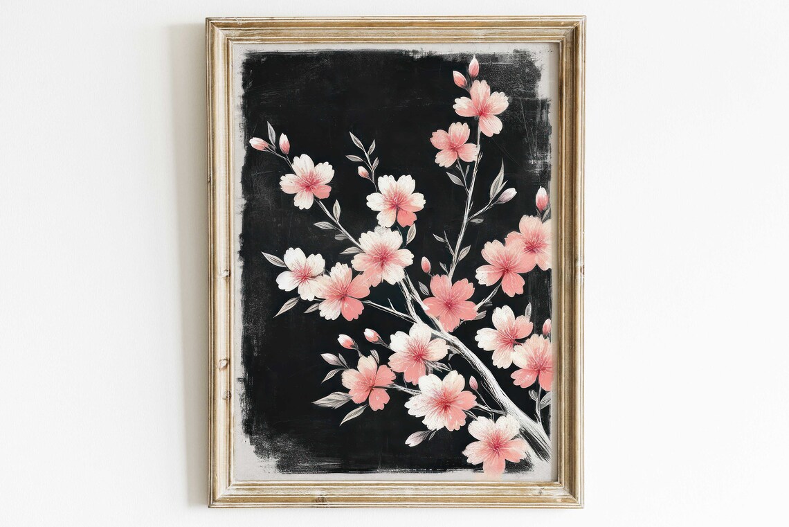 Vintage Cherry Tree Branch Floral Art Print - Image 2