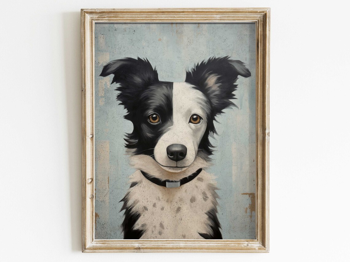 Border Collie Vintage Dog Portrait Art Print