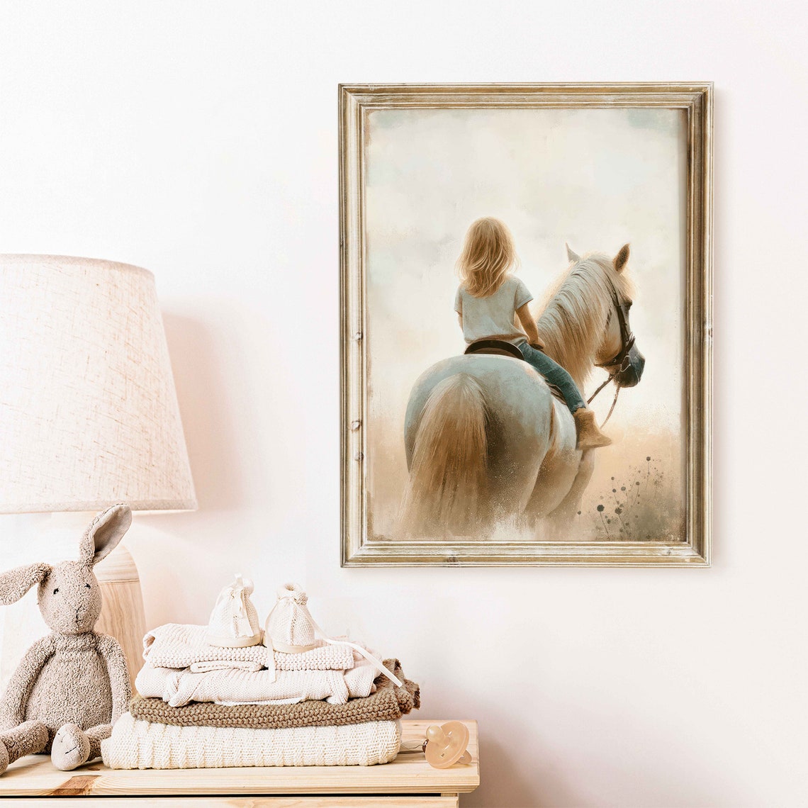 Girl And Horse Painting Girls Room Decor Horse Riding Art Nursery Horse Print Equestrian Wall Decor Girl Wall Art - Image 2