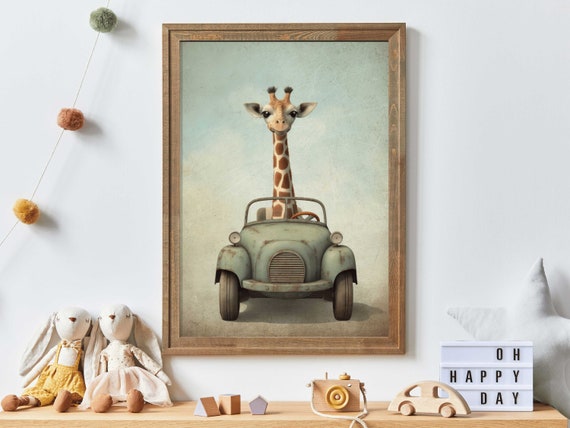 Giraffe Nursery Art, Safari Kids Room Art Print