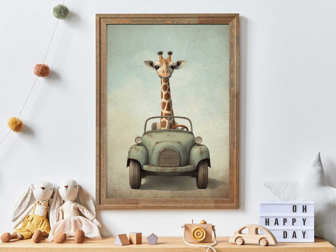 Giraffe Nursery Art, Safari Kids Room Art Print