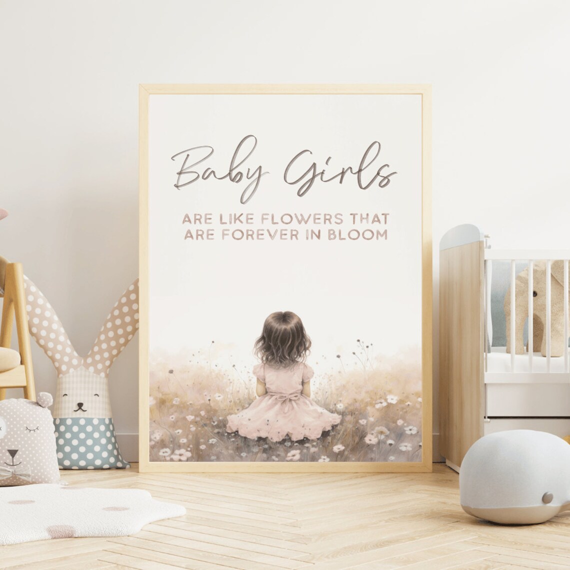 Baby Girls Are Like Flowers Forever in Bloom Nursery Quote Poster - Image 2