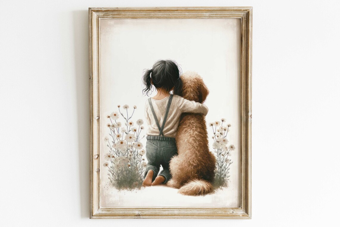 Goldendoodle Nursery Wall Art, Girl Dog Painting