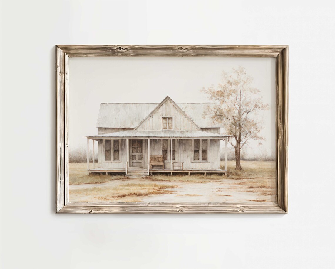 Country House Painting Countryside Wall Art Rural Cottage Wall Art Farmhouse Decor Rustic Country Home Farmhouse Wall Decor