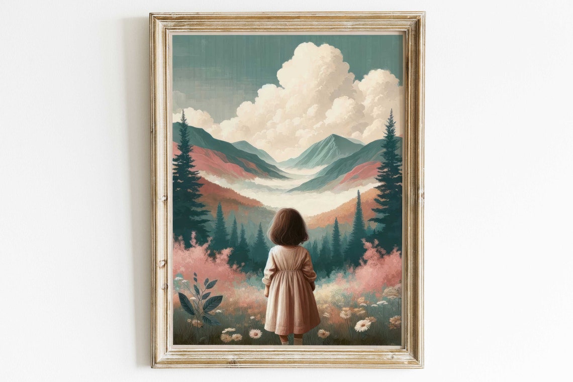 Girl Adventure Print Adventure Nursery Decor Girl Mountain Nursery Art Toddler Room Decor Girls Room Wall Art Girl Wall Art