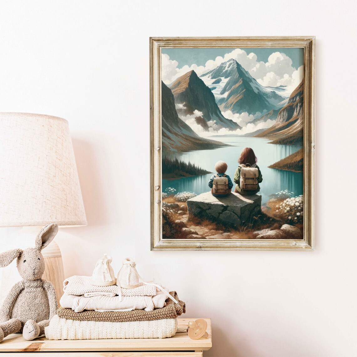Brother And Sister Mountain Nursery Art Print - Image 2