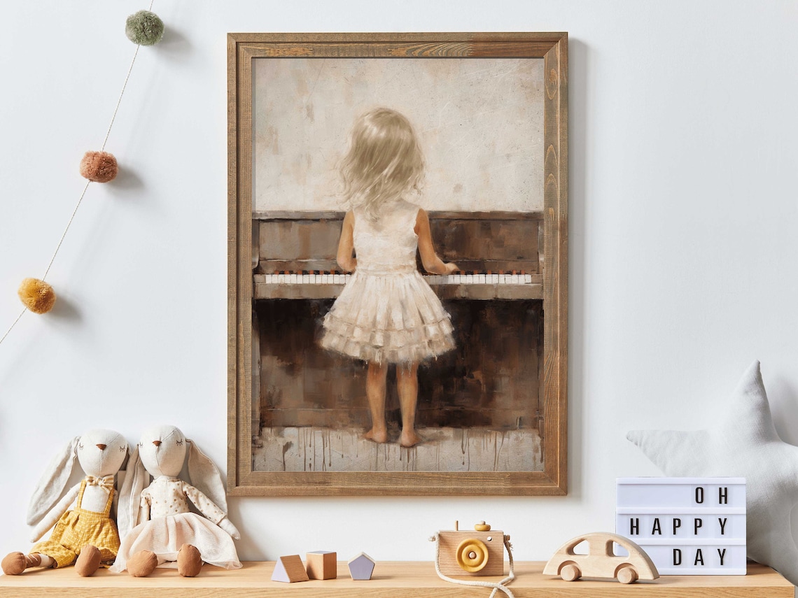 Piano Nursery Decor Vintage Music Wall Art Print