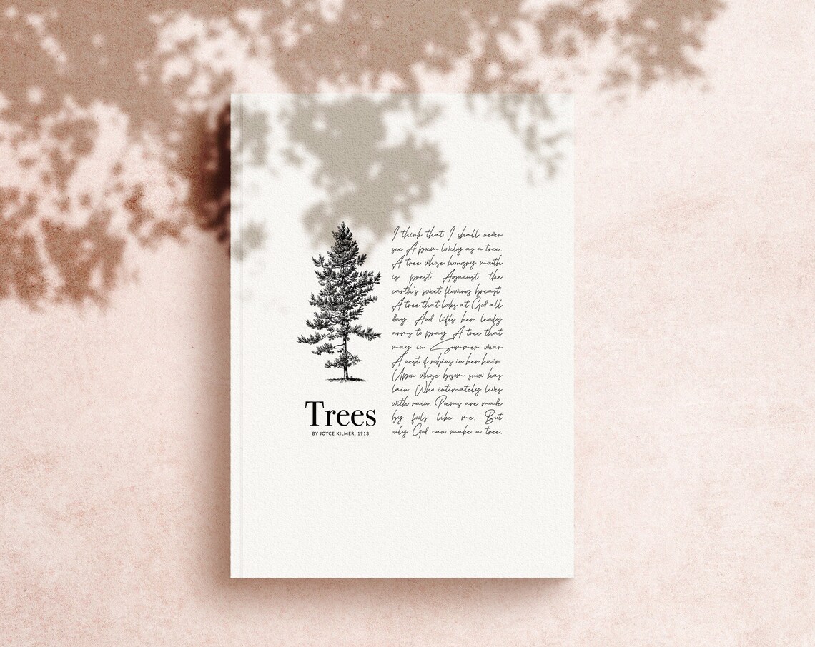Trees by Joyce Kilmer, Literary Poem Art Print - Image 2