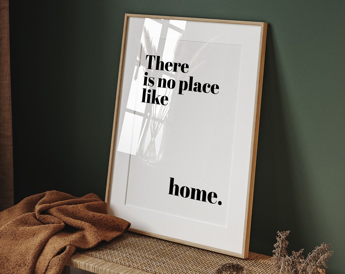 There Is No Place Like Home Quote Minimalist Typography Wall Art