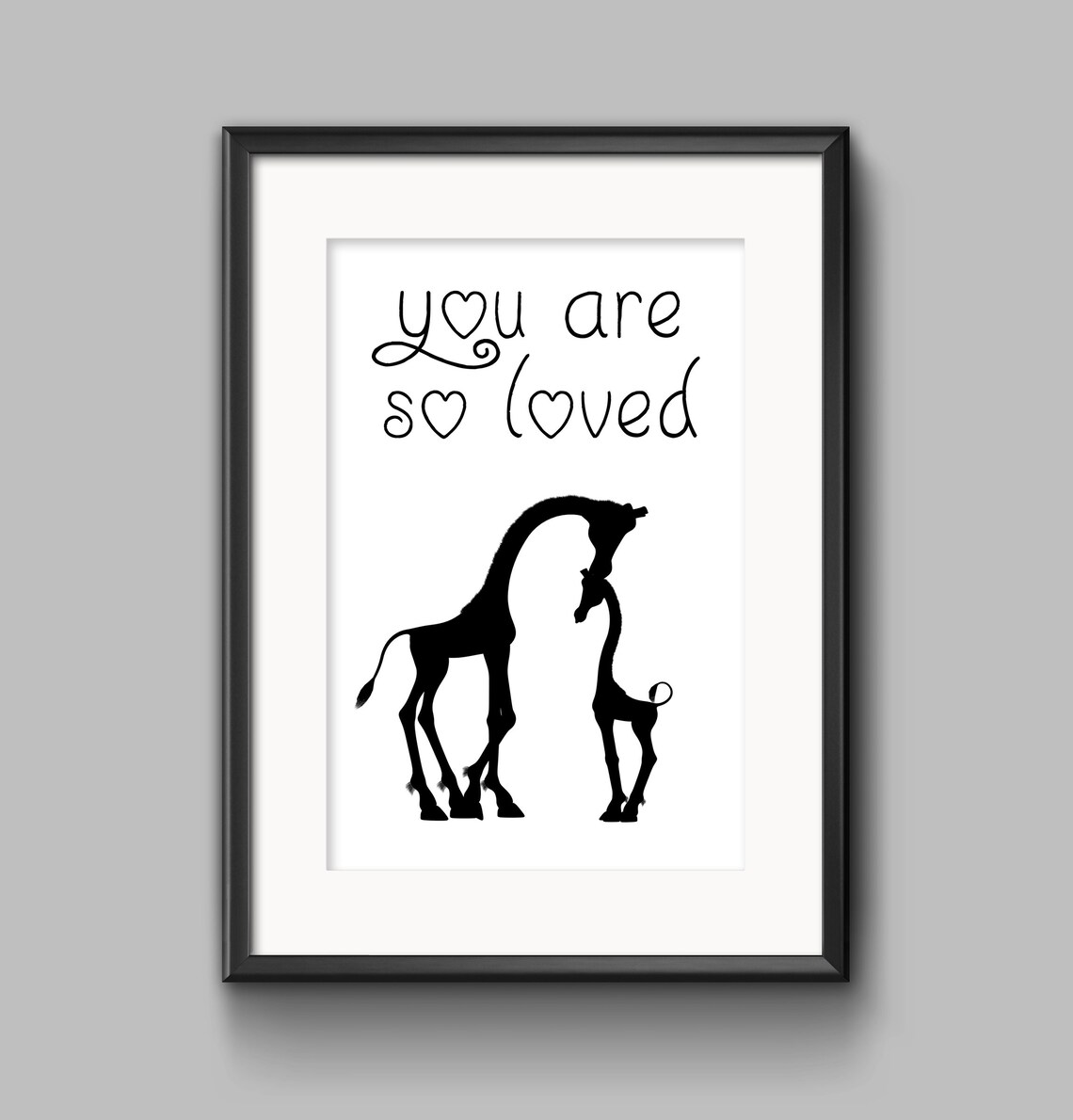 You Are So Loved Giraffe Silhouette Nursery Kids Room Wall Poster - Image 2